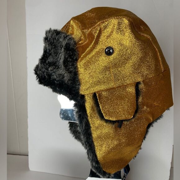 Glitter Faux Fur Trapper Hat Red - Picture 6 of 8